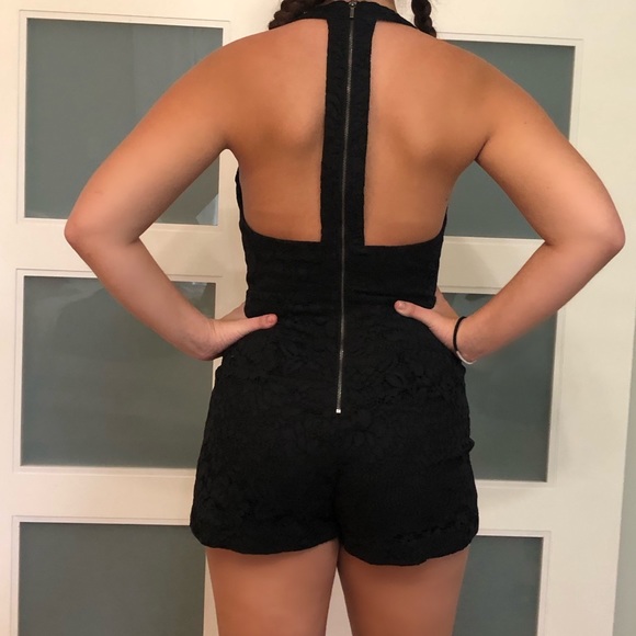 NWT bebe corded lace romper Black (4) - Picture 2 of 5